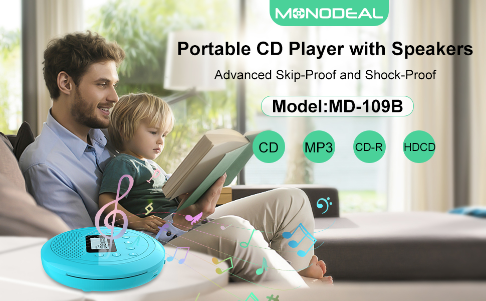 NEU 2023 Tragbarer CD Player mit Lautsprecher, MONODEAL CD Player