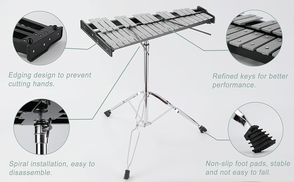 Lfhelper 32 Notes Glockenspiel Percussion Bell Kit