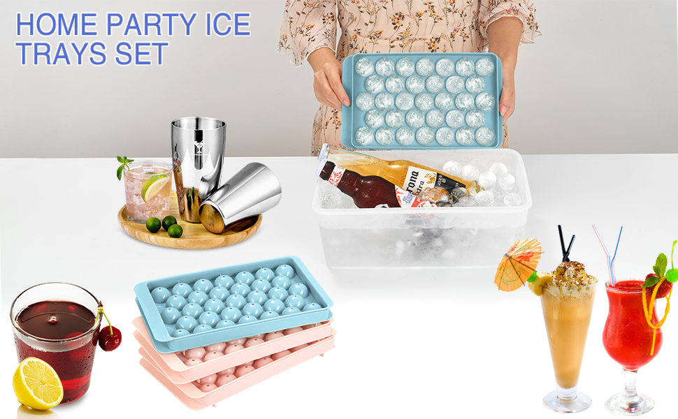 Round Ice Cube Tray With Lid， Ice Trays for Freezer, Sphere
