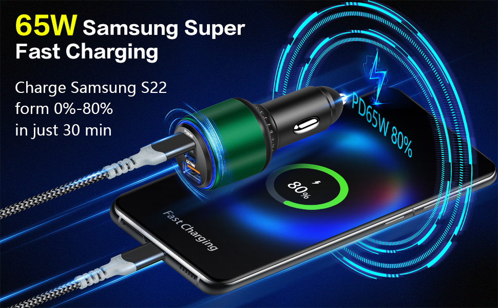 Car Charger USB C【95W 3Port】 Super Fast Type C Car Charger Adapter