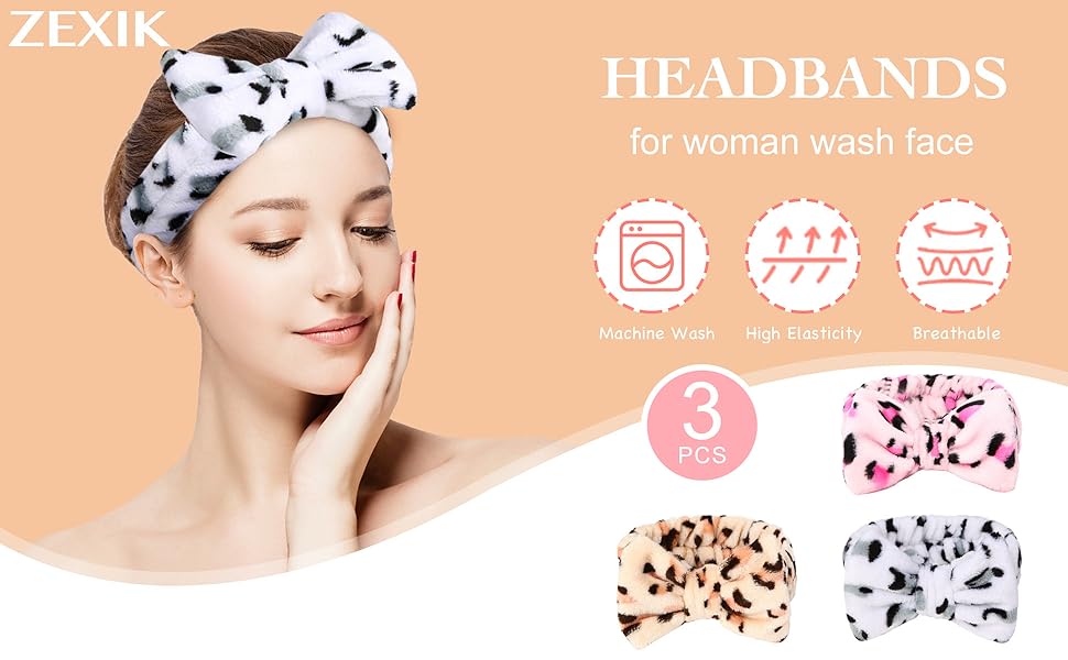 3PCS Spa Headband for Washing Face Makeup Headband for