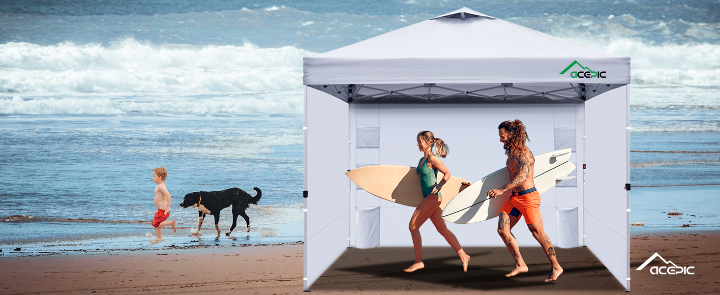 Acepic Canopy Tent SideWalls with 6 Pockets for 10x10 Pop