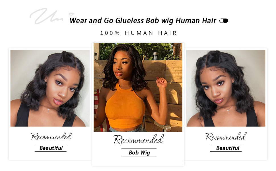Wear and Go Glueless Bob Wigs Human Hair Pre Plucked Glueless Wigs for