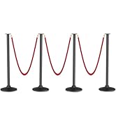 RoadHero Plastic Stanchion Post, Red Carpet Ropes and Poles with Weighted Base, Velvet Rope Barri...