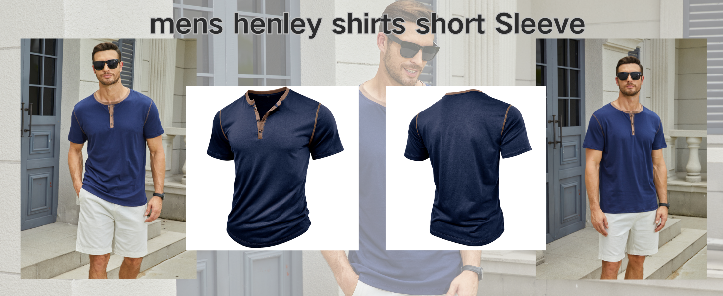 Mens Henley Shirts Short Sleeve