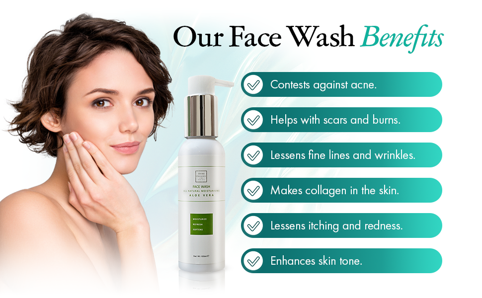 HerbOrganic Aloe Vera Face Wash Hydrating Skin Cleanser Skin Care and Acne Face Wash 100 ml