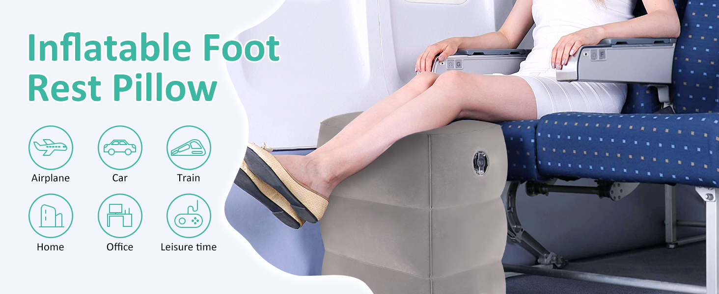 Inflatable Foot Rest for Air Travel Travel Foot Rest for Airplane Flights, Car