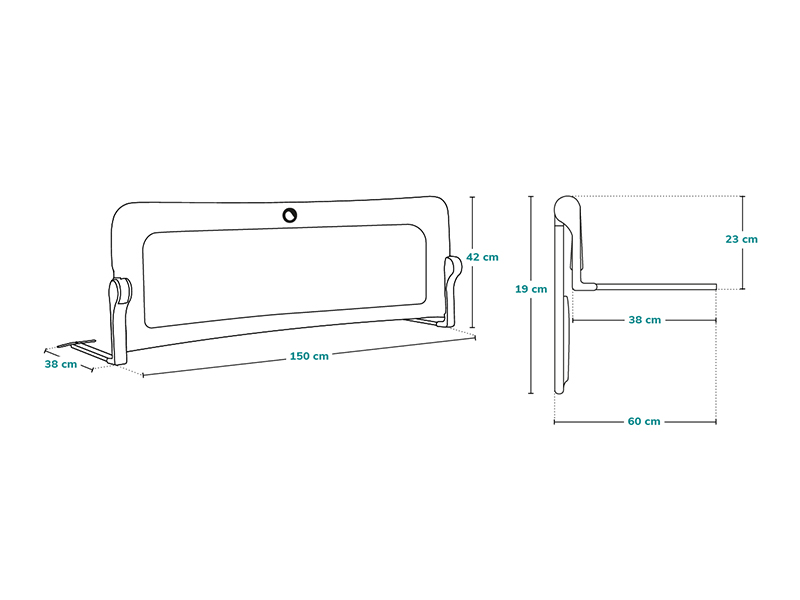 lionelo EVA Bed Rail Guard 150Lx42H cm Foldable 180