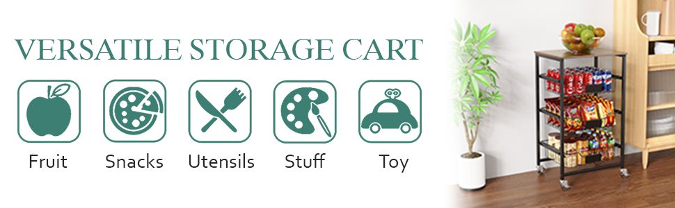 4 tier kitchen cart detail