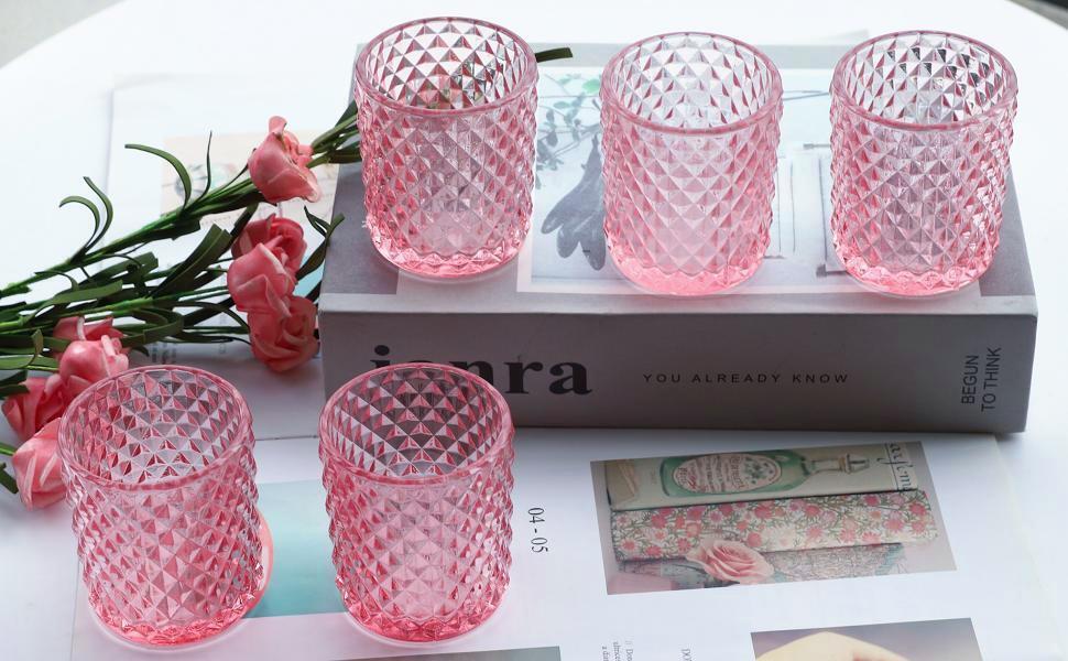 Woho 12Pcs Pink Votive Candle Holders, Tealight Candle