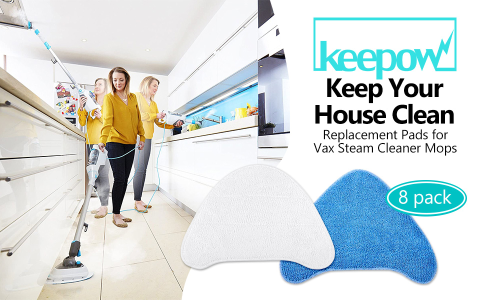 KEEPOW 8 Pack for Vax Steam Mop Replacement Pads, Compatible with Vax