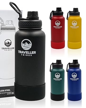 Black Green Yellow Blue Red 32oz insulated water bottle waterbottle sport gym travel hiking camping
