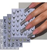 Halloween Nail Art Stickers 3D Self-Adhesive Nail Decals Sliver Gold Bat Sticker for Nails Design...