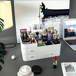 Makeup Organizer With Drawers Countertop Organizer for Cosmetics, Vanity Holder for Lipstick