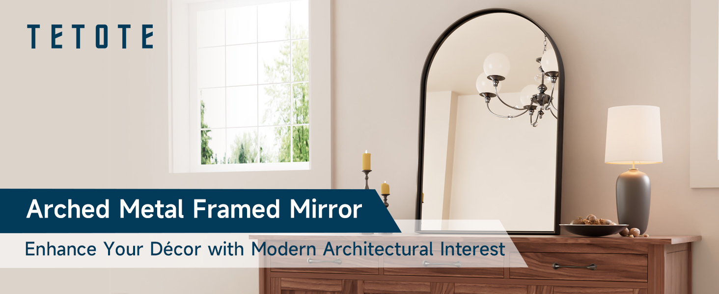 TETOTE Gold Arched Mirror for Bathroom, 30 x 33 Brushed