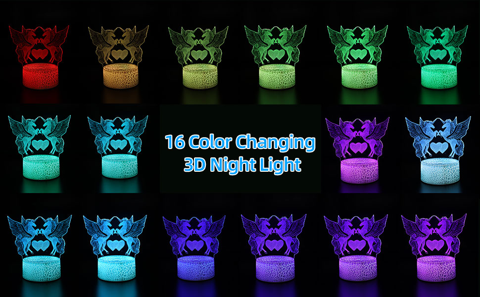 3D Night Light, 3D Creative Visualization Lamp with Remote Control, 16 ...
