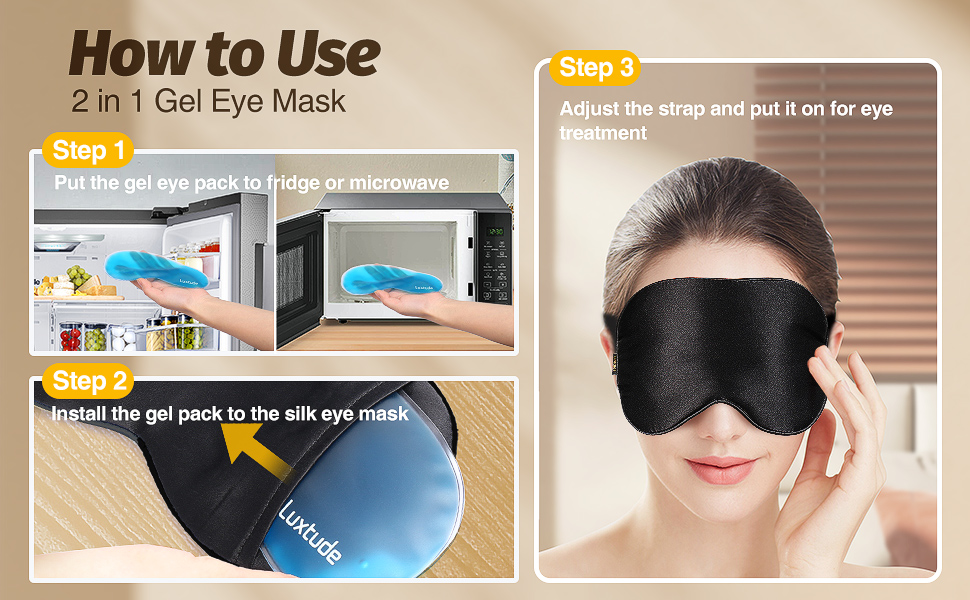 Luxtude 100 Silk Sleep Mask with Hot & Cold Gel Eye Mask