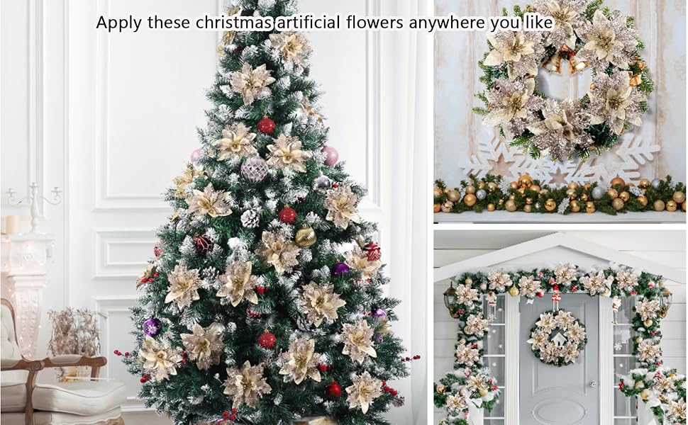 Xmas Poinsettia Flowers Christmas Decorations