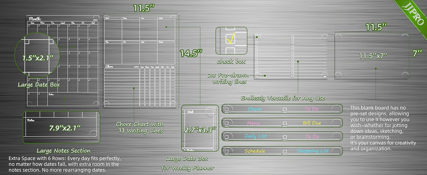 JJPRO Dry Erase Calendar for Fridge, Monthly