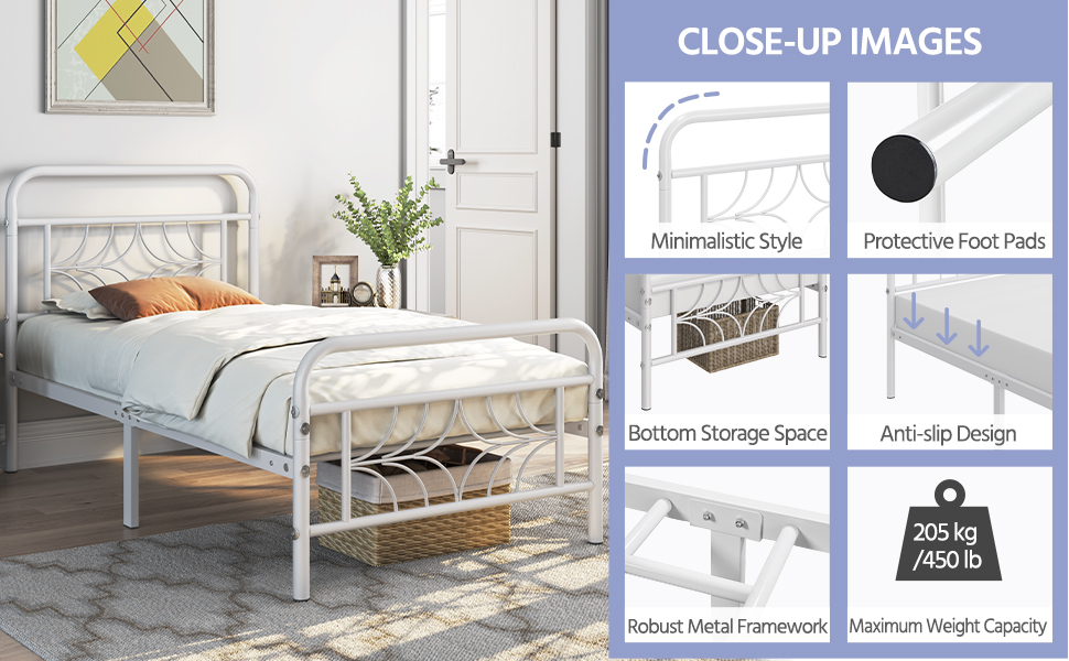 Yaheetech Twin XL Metal Platform Bed with Sparkling StarInspired Design Headboard