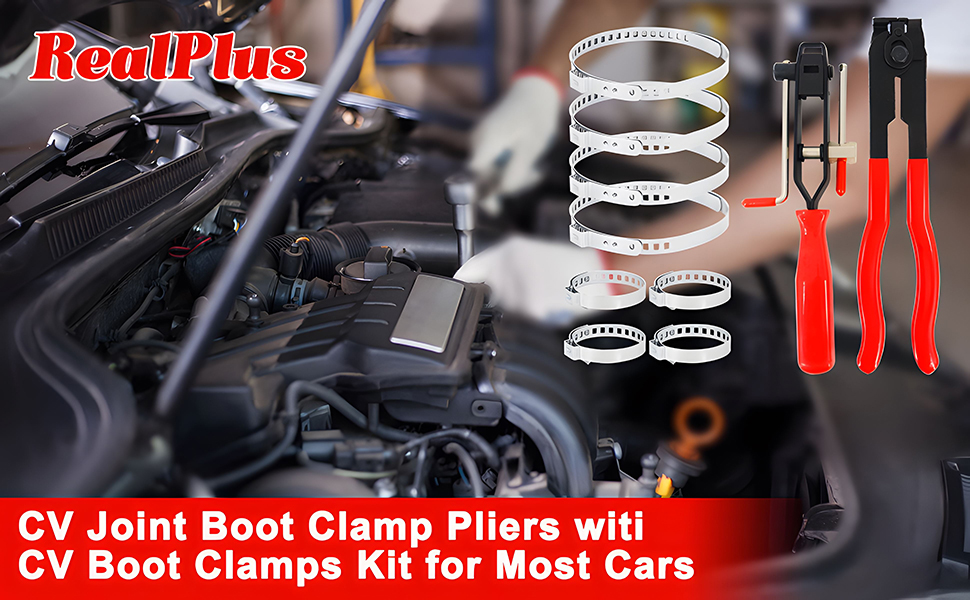 RealPlus CV Joint Boot Clamp Pliers, Car Banding Tools Kit Ear Boot Tie