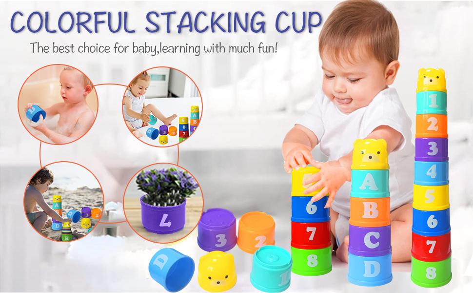 Ynanimery Toddler Stacking Toys Stack Up Cups for 612 Months Toddlers