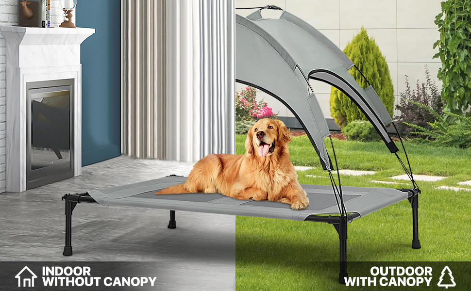 MoNiBloom Medium Elevated Dog Cot with Detachable Canopy, 2