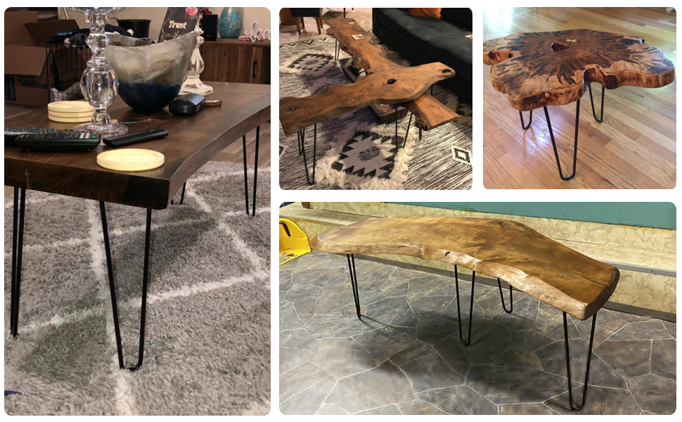 TE DEUM 20 Inch Satin Black Hairpin Legs (Set of 4 Heavy Duty 2 Rods