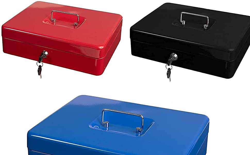 SOCHEP Latest Heavy Metal New Locking Large Cash Box for Lockable