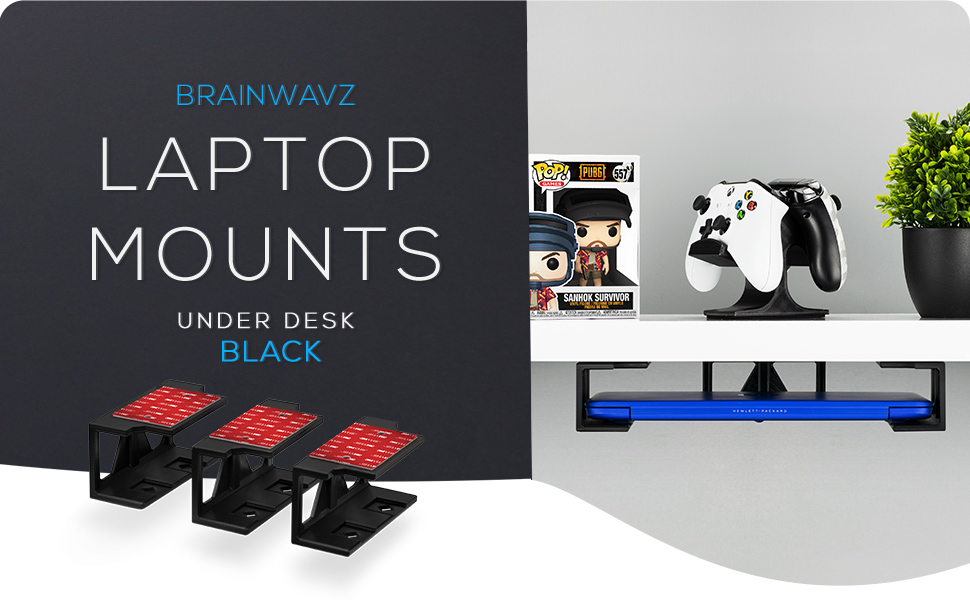 Under Desk Laptop Holder Mount with Adhesive & Screw in, Devices Upto 1