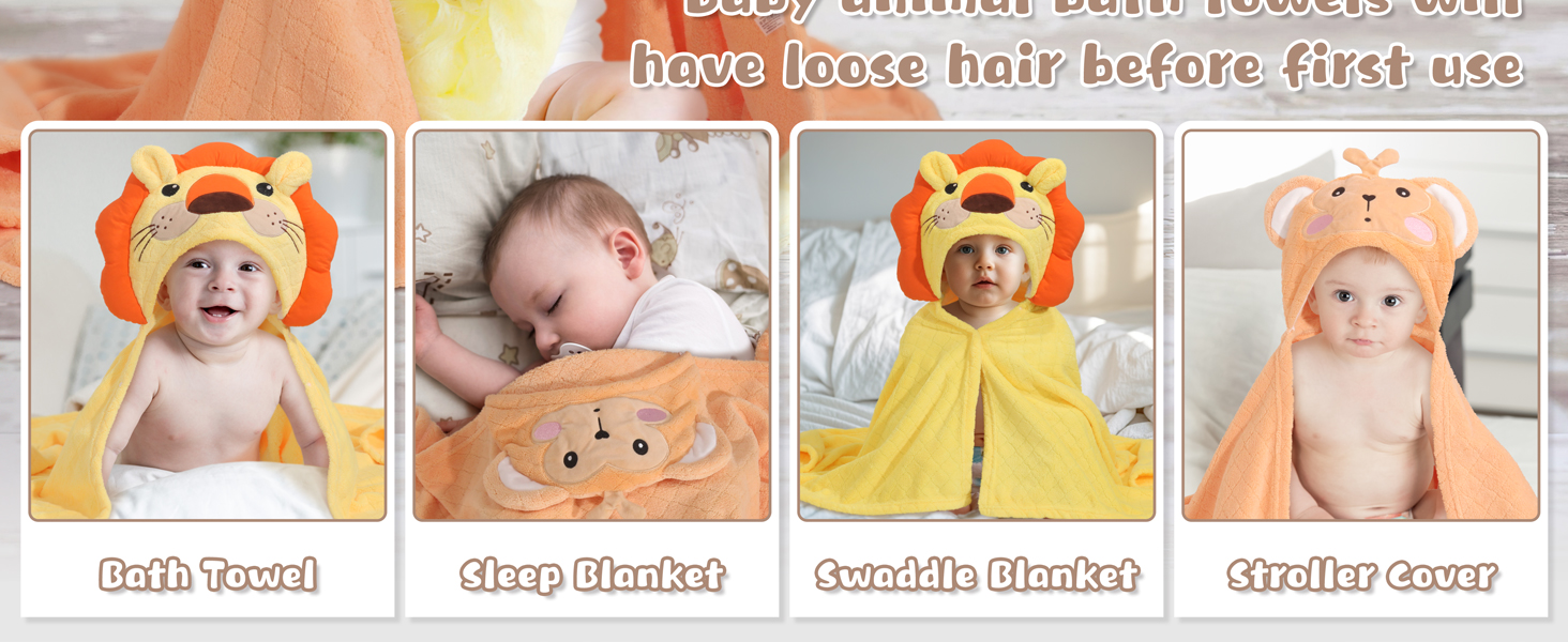 2 Pack Absorbent Baby Bath Towels with Hood