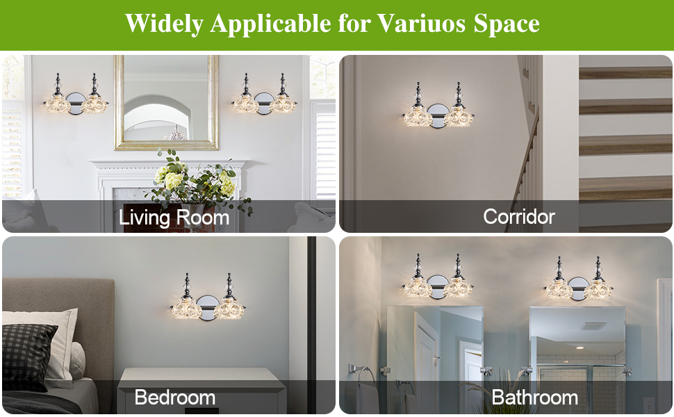 DJFHKO Chrome Vanity Light Bathroom Light Fixtures 2 Light