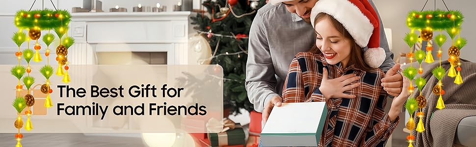 Solar-powered Christmas wind chime charges in daylight and lights automatically at night