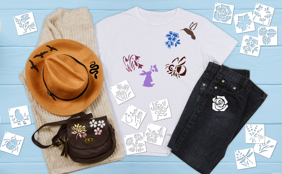 Plant and Butterfly stencil