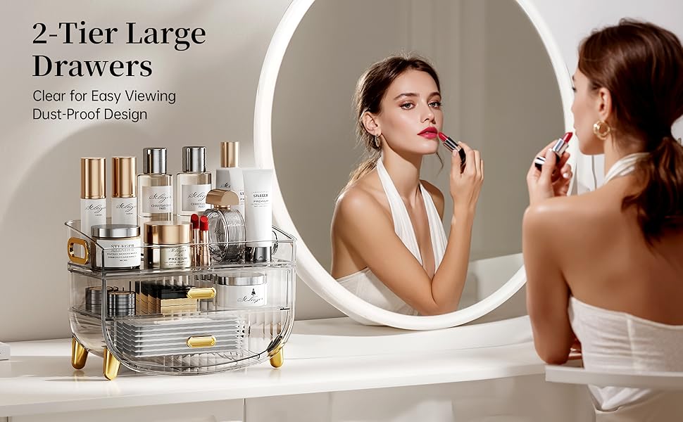 vanity organizer storage drawers display cabinet