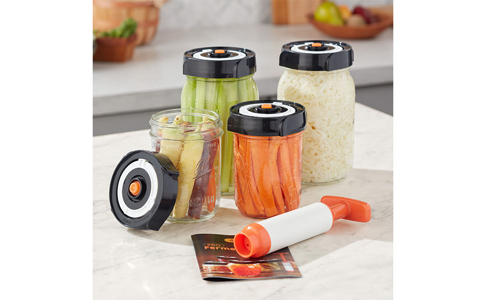 Fermentation lids Home Fermentation Kit With 4 Wide Mouth Fermenting Lids With Airlocks