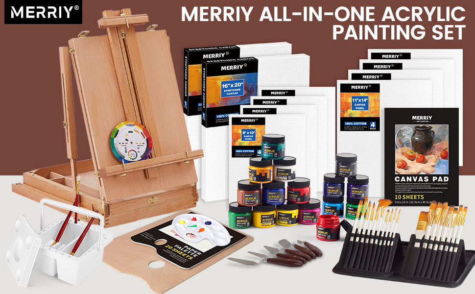 Acrylic Paint Set with Field & Studio Sketch Box Easel, 16