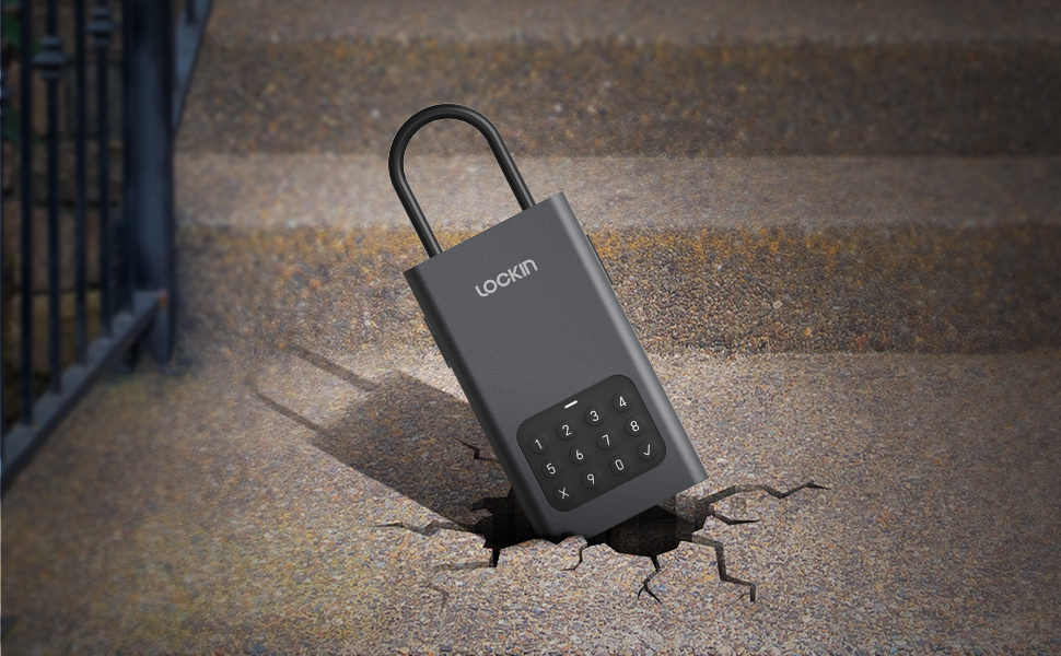 Lockin Lock Box L1, Wireless Smart Lockbox for House Key Outdoor Wall