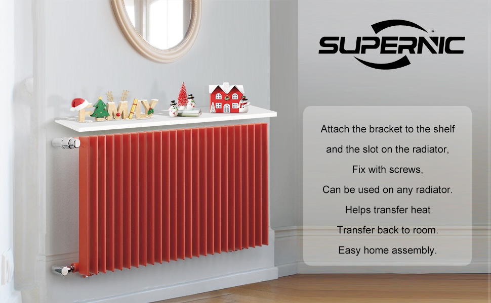 Supernic Radiator Shelves 120cm Radiator Shelf No Drilling MDF Wooden Floating Shelf with