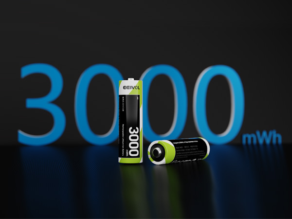 باتریهای لیتیوم-یونی قابل شارژ AA با طول عمر بالا 1.5 ولت 3000 میلیوات ساعت، بسته 8 تایی به همراه شارژر داخلی