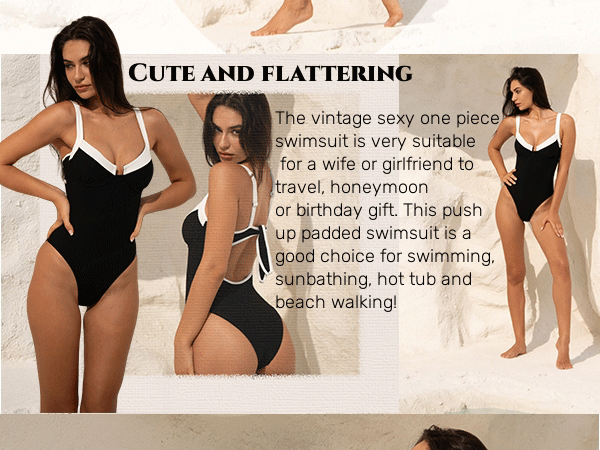 (新品／未使用)Berlook ワンピースビキニ BERLOOK Women's Contrast Trim Knotted Slimming One-Piece