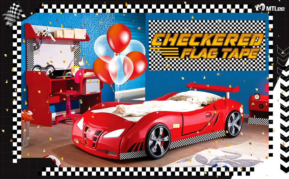 MTLEE Checkered Flag Tape Checkered Packing Tape Race Car