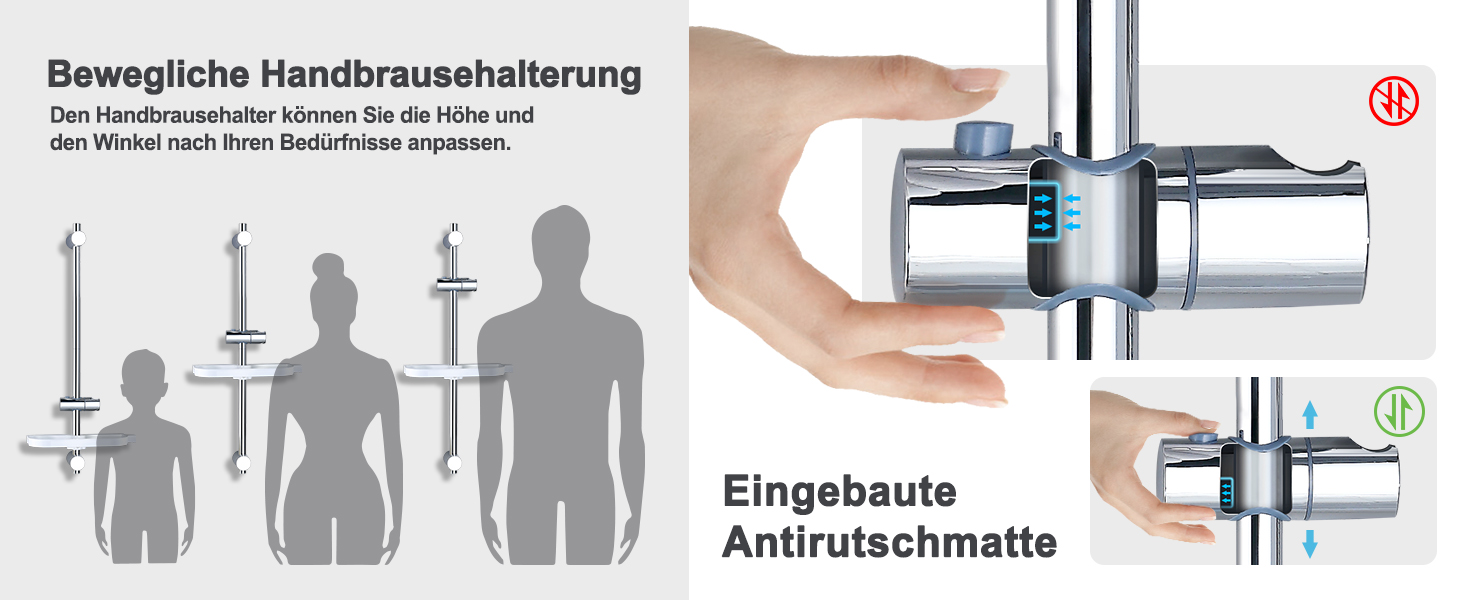 Görbach Duschset Edelstahl Duschstange mit Duschkopfhalterung und ...