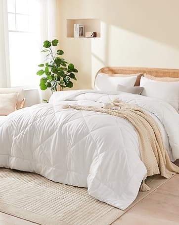 Full Comforter Set Grey, 3 Pieces Lightweight All Season Solid Bedding Comforters Sets, Down Alternative Comforter Bed Set Quilt Blanket, (86x82In Comforter & 2 Pillowcases),Gray 7 white comforter king
