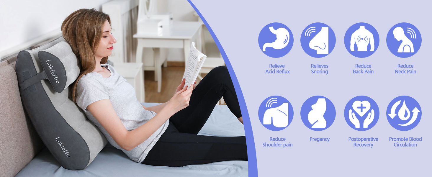 LOKFEHRE Inflatable Bed Wedge Pillow Set for Travel,Neck