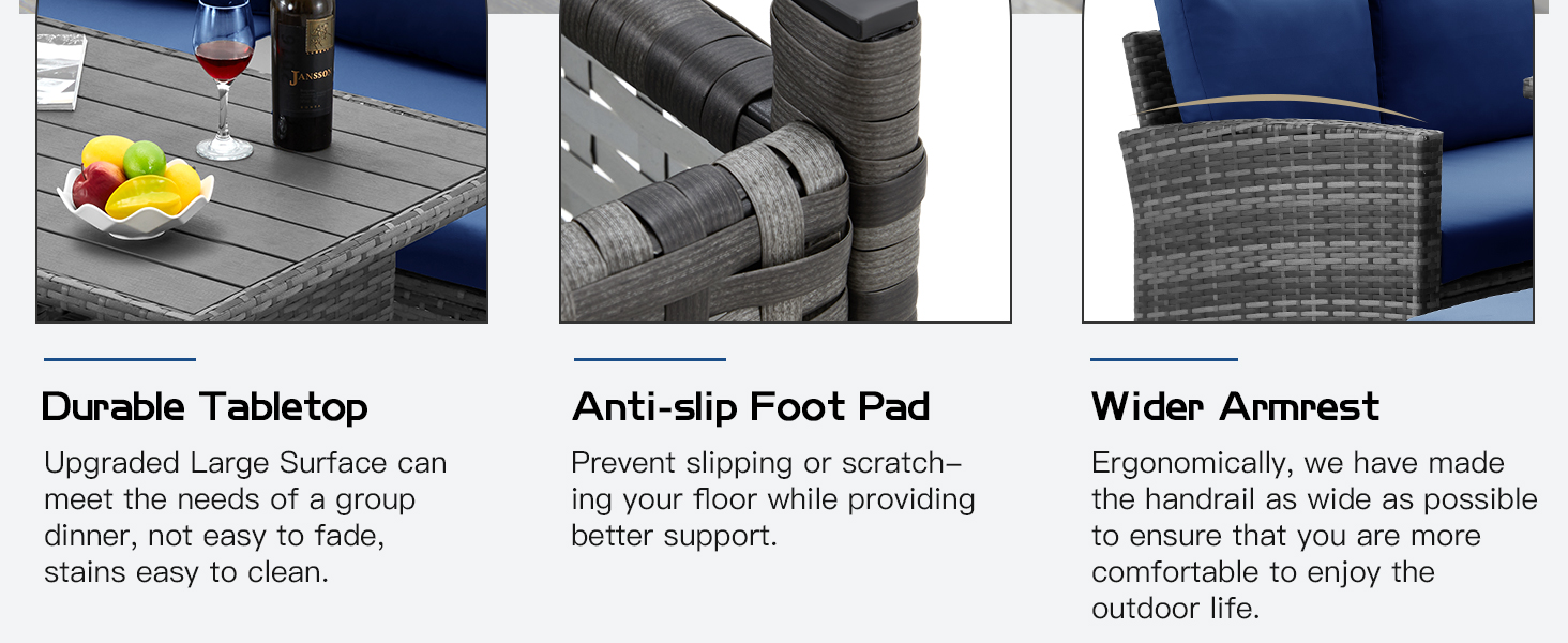 UMAX Patio Furniture Set, 7 Pieces Outdoor Sectional Sofa