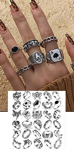 silver punk rings