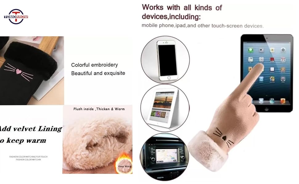 Thermal Gloves for Women Touchscreen Gloves for Mobile Use Stylish Winter Gloves for Ladies
