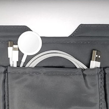 This image shows a travel organizer with a 3 in 2 cable inside of one of its pockets