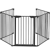 Bonnlo 120 Inches Wide Configurable Baby Gate Fireplace Safety Fence/Guard Adjustable 5-Panel Met...
